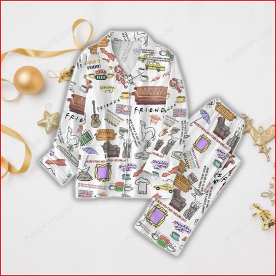 Friends Christmas Movie Pajamas Set, Friends Comedy Christmas Pajamas, Central Perk Pajamas, Funny Friends Movie Matching Pajamas