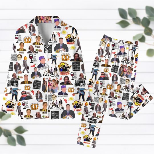 The Office Christmas Pajamas Set, Michael Scott Dw Schrute Kid Women Pajamas, Dunder Mifflin Matching Pajamas Set, Gift For Her