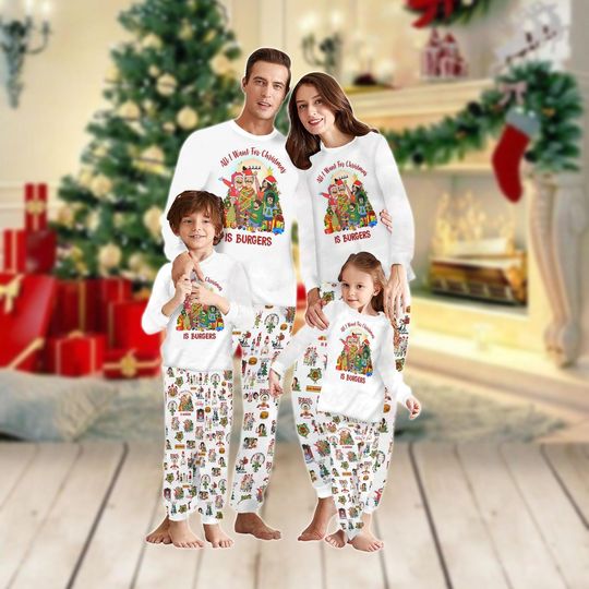 Christmas Bobs Burgers Family Pajamas Set, Belcher Family Matching Pajamas, Bob Belcher Holiday Pajamas, Bobby Hill Kids Christmas Pjs