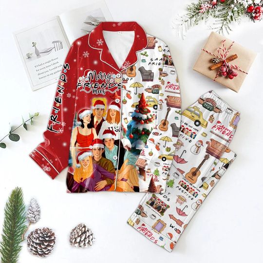 Friends TV Show Pajamas Set, Central Perk Holiday Pajamas, Merry Friends Movie Pajamas, Friends Sitcom Xmas Pajamas, Chandler Bing Gift