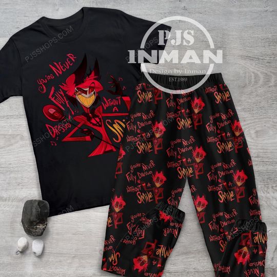 Hazbin Hotel Pajamas Set, Personalized Family Pajamas, Hazbin Hotel Family Christmas Pajamas Set.