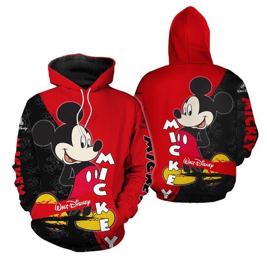 Black And Red Mickey Mouse Lovely All Over Print 3D HOODIE