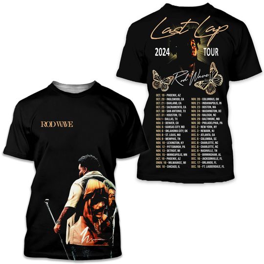 Rod Wave 2024 Last Lap Tour With Detailed Schedule T-Shirt