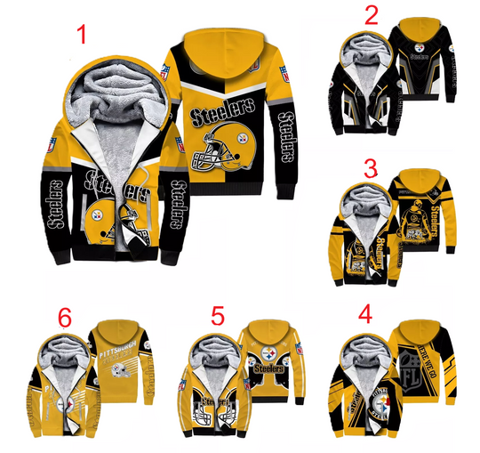 Pittsburgh Steeler Men's Zipper Fleece Hoodie Jacket Outwear