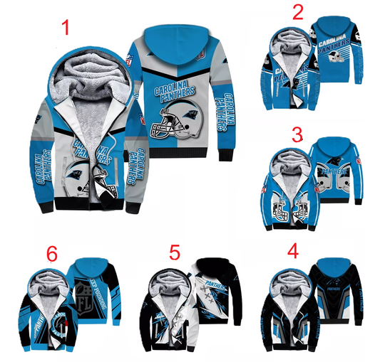 Carolina Panthers Men's Zipper Fleece Hoodie Jacket Outwear