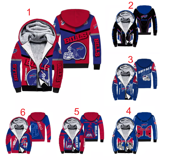 Buffalo Bills Men's Zipper Fleece Hoodie Jacket Outwear