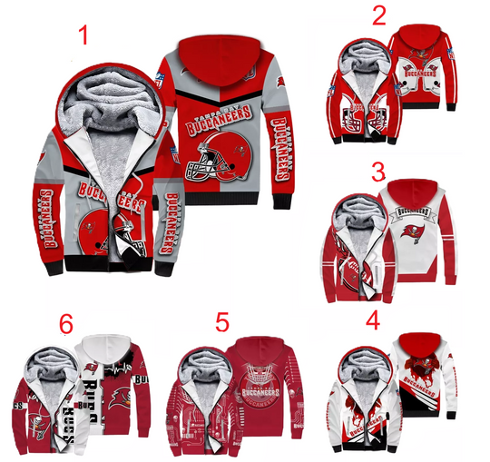 Tampa Bay Buccaneers Men's Zipper Fleece Hoodie Jacket Outwear