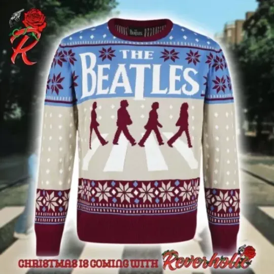 The Beatles Abbey Road Album Aston Villa Colorway Holiday Ugly Xmas Sweater