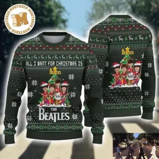 The Beatles All I Want For Xmas Is The Beatles Ugly Xmas Sweater