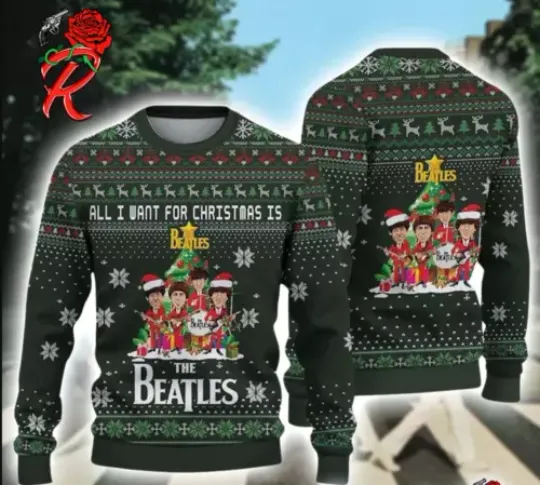 The Beatles All I Want For Xmas Is The Beatles 2024 Ugly Christmas Sweater