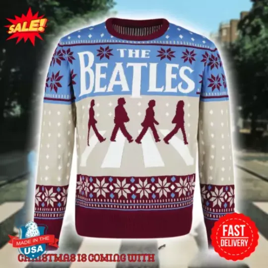 The Beatles Abbey Road Album Aston Villa Colorway Knitted Holiday Ugly Christmas