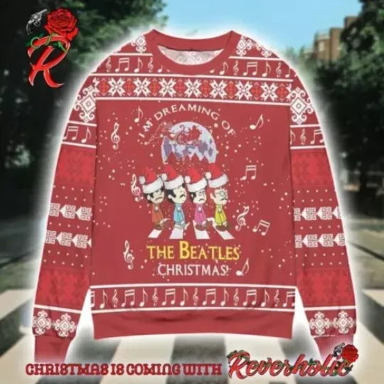 Im Dreaming Of The Beatles Christmas Music Note Ugly Christmas Sweater
