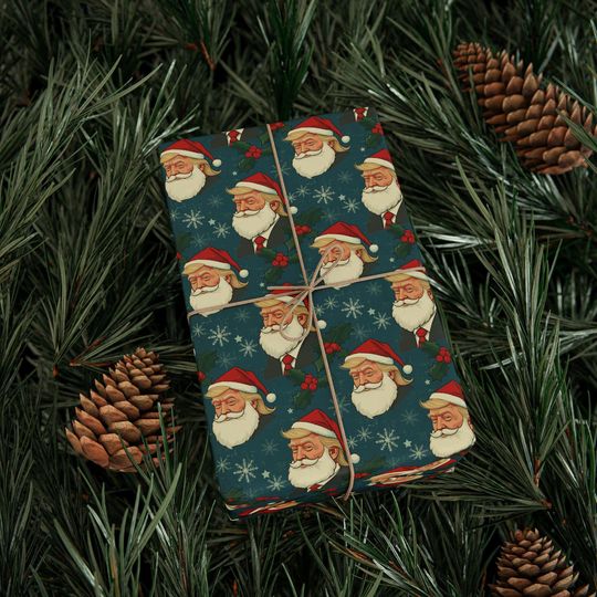 Vintage Trump Christmas Wrapping Paper | Yuge Cheer This Year 2024 Christmas Republican Gift Wrap | MAGA Holiday Gift For Her/Him