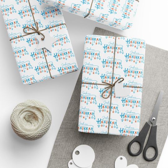 Hanukkah Wrapping Paper, Custom Holiday Gift Wrap, Personalized Chanukah Paper, Jewish Festival Decor, Gift Packaging Supplies