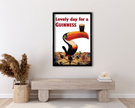 Framed Guinness Toucan Poster, Beer Poster Art, Guinness Beer Poster, Lovely Day for a Guinness, Home Wall Decor, Vintage Afiche Guinness