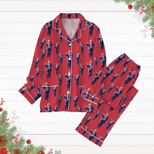 Trump Dancing Pajamas Set, Republican Xmas Pajamas, Make Christmas Great Again Pajamas, Funny Trump Christmas Shirt, Trump Holiday Pjs