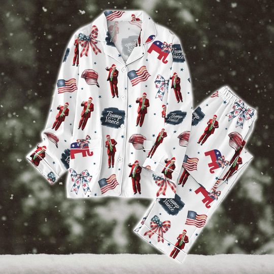 Christmas Trump Dancing Pajamas Set, Trump Matching Family Pjs, Trump America Flag Christmas Shirt, Funny Trump Shirts, Gift For Dad