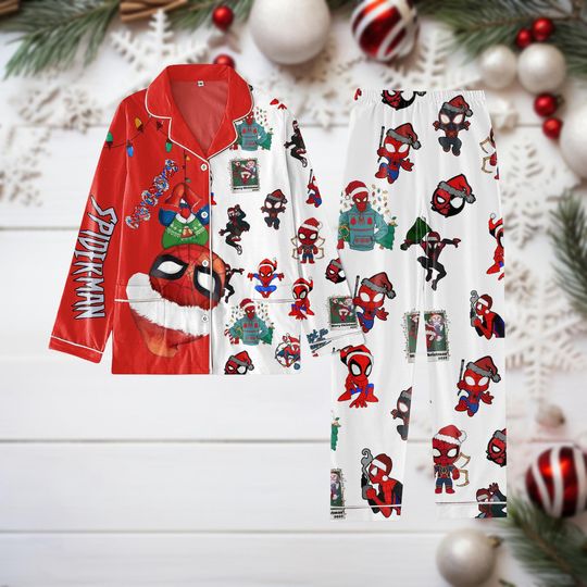 Spider Man Christmas Pajamas Set, Spiderman Santa Xmas Kid Women Pajamas, Superhero Pajamas Family, Avengers Holiday Pjs, Xmas Gift
