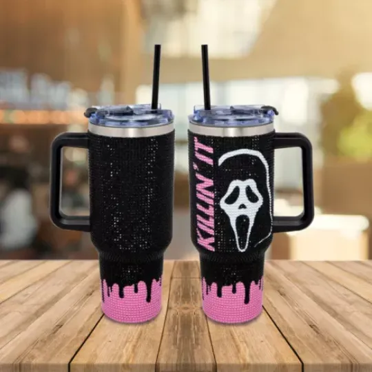 Halloween Ghostface 40 Oz Bling Tumblers
