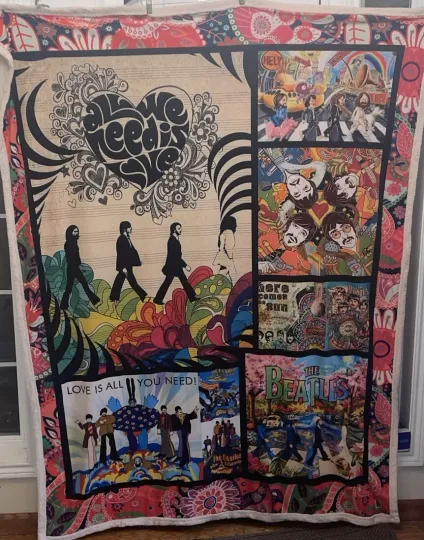 The Beatles Fleece Blanket, The Beatles Rock And Roll 75” X  58” Concert Park