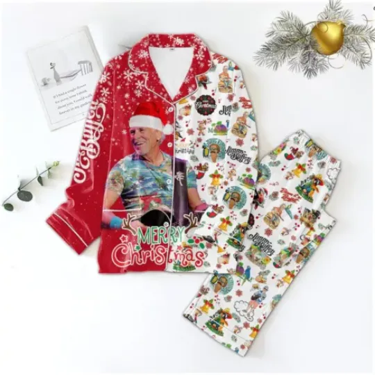 Jimmy Buffett Merry Christmas And Happy New Year 2025 Polyester Pajamas Set