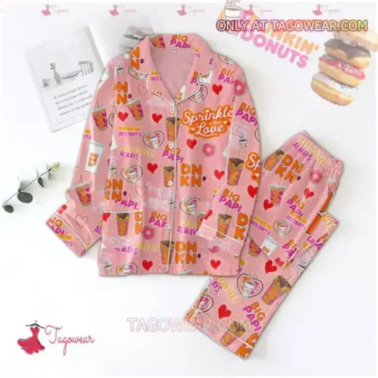 Dunkin’ Donuts Sprinkle A Little Love Men Women’s Pajamas Set