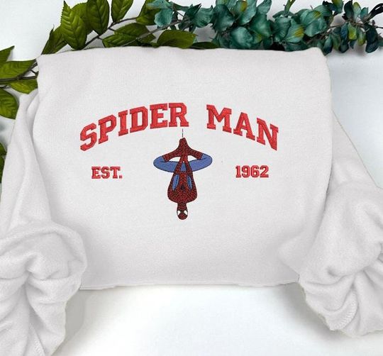 Superhero Spiderman Embroidered Sweatshirts, Cartoon Embroidered, Trending Crewneck, Spiderman shirt, Birthday Gift, Marvel Fan Shirt ECL134