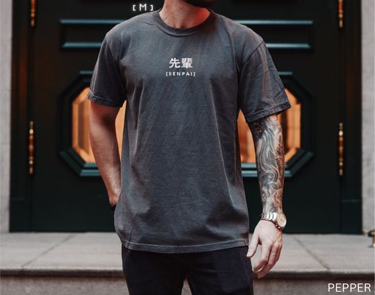 Senpai Embroidered Unisex Anime Shirt, Comfort Colors Japanese Kawaii Anime T-shirt, Aesthetic Streetwear Tee Otaku Gift, Meowyu Christmas