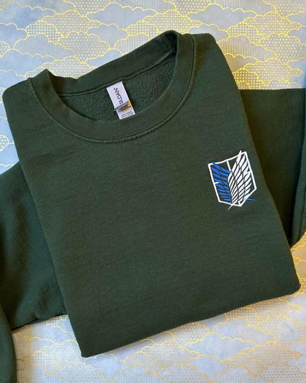 AO Titan Survey Corps Embroidered Sweatshirt | Cozy Handcrafted Anime Gift for Fans
