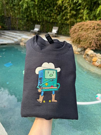 Adventure Time Anime Embroidery Clothing, Cartoon Embroidered Shirt, Anime Fan Gift, Unique Stitched Tee