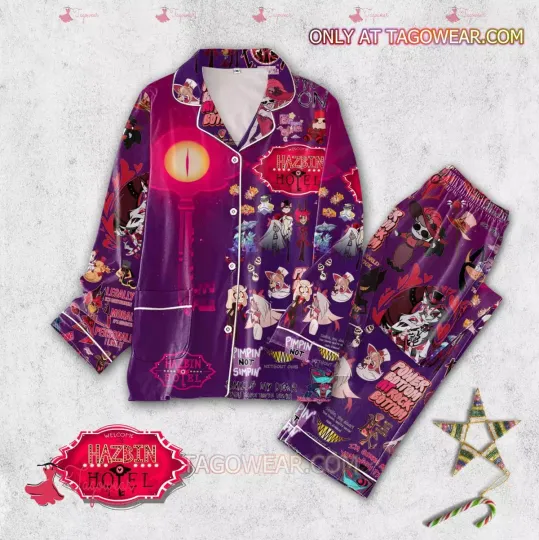Hazbin Hotel Pattern Button Pajamas Set