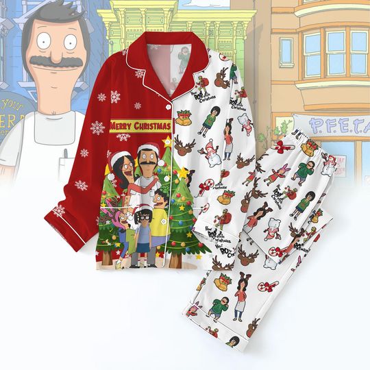 Bobs Burgers Christmas Pajamas Set, Belcher Family Pajamas set, Bobby Hill Movie Xmas Matching Christmas Family, Cartoon Santa Sleepwea
