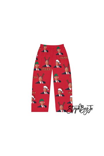Donald Trump Christmas Pajamas, Men's Pajama Pants, MAGA, Holiday Lounge Wear, Funny Political Sleepwear, Conservative Gift, Political