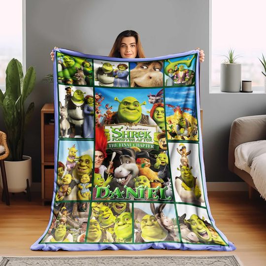 Personalized Name Shrek Characters Blanket/Shrek Movie Blanket/Custom Shrek Characters Baby Blankets Bedding Decor/Gift For Kids