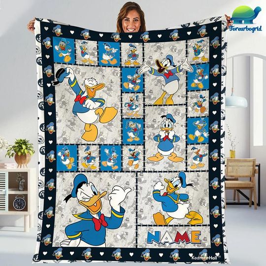 Personalized Donald Duck Blanket, Donald Daisy Duck Blanket, Daisy Duck Throw Blanket, Disneyland Blanket, Throw Blanket For Bed Couch Sofa