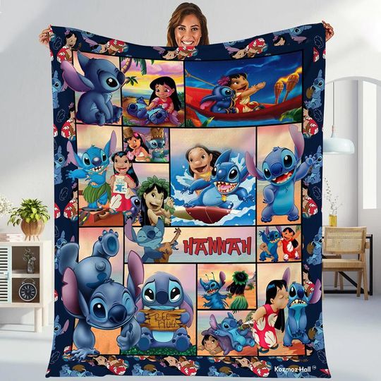 Personalized Disneyland Stitch Blanket, Disneyland Lilo And Stitch Blanket, Disneyland Stitch Birthday Gift, Disneyland Stitch Christmas