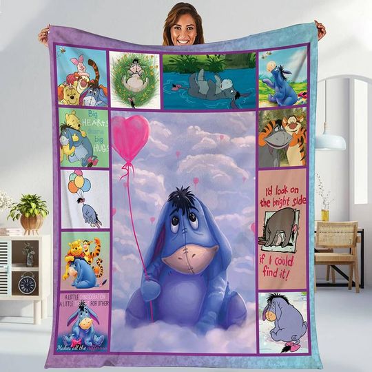 Disneyland Eeyore Blanket, Winnie The Pooh Eeyore Throw Blanket, Magic Kingdom Pooh Bear Throw Blankets Bed Couch Sofa, Christmas Gifts