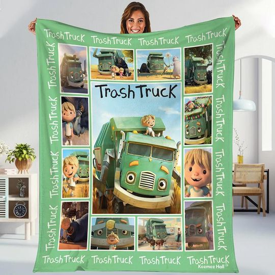 Trash Truck Throw Blanket, Trash Truck Blanket, Trash Truck Birthday Gifts, Trash Truck Gifts Blanket, Trash Truck Birthday Gifts Blanket