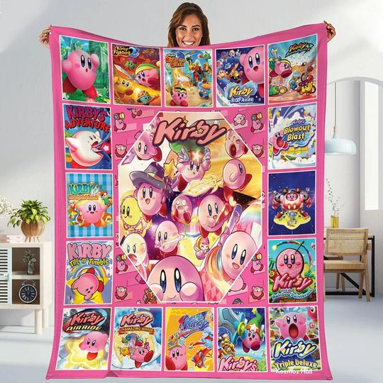 Kirby Throw Blanket, Kirby Party, Kirby Birthday Party Gifts Blanket, Kirby Sofa Blanket, Throw Blanket, Birthday Gifts, Christmas Gifts