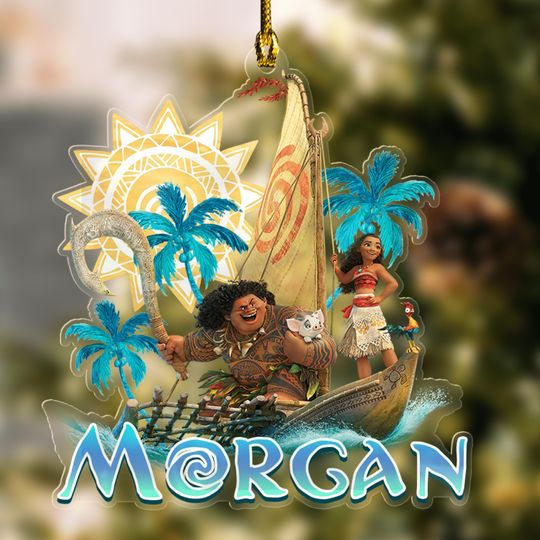 Moana Christmas Acrylic Ornament Disney Princess Moana Cutout Ornament Personalized Christmas Ornament Disney Christmas ornament
