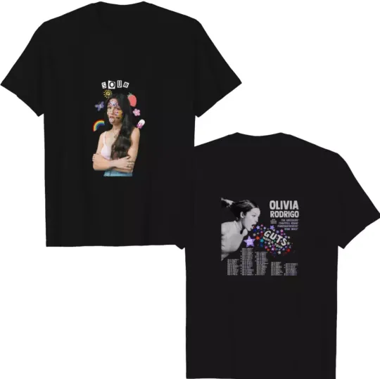 Olivia Rodrigo Guts full date tour 2024 shirt, Olivia Rodrig 2 Sided T Shirt