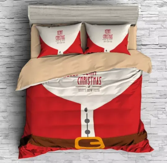 3D Christmas Santa Claus Red Bedding Set | Cartoon Bedding Set | Gift For Kid