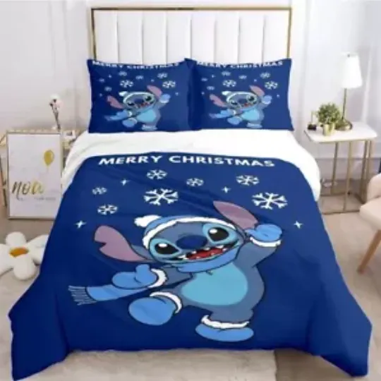 Happy Stitch Merry Christmas Lilo & Stitch Animated Fans Bedding Set