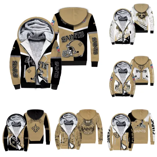 New Orleans Saints Men's Zipper Fleece Hoodie Jacket Outwear