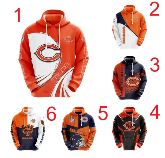 Chicago Bears Men's Hoodies Casual Pullover Sweatshirts Jacket Hooded Xmas Gifts