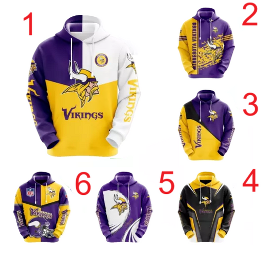 Minnesota Vikings Men Hoodie Casual Pullover Sweatshirts Jacket Hooded Xmas Gift