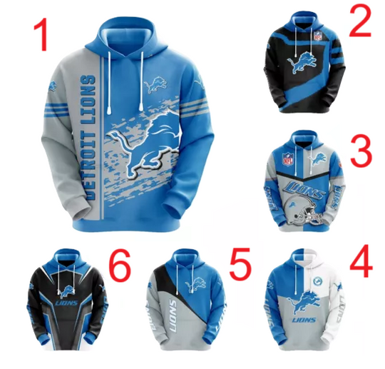 Detroit Lions Men's Hoodie Casual Pullover Sweatshirts Jacket Hooded Xmas Gifts