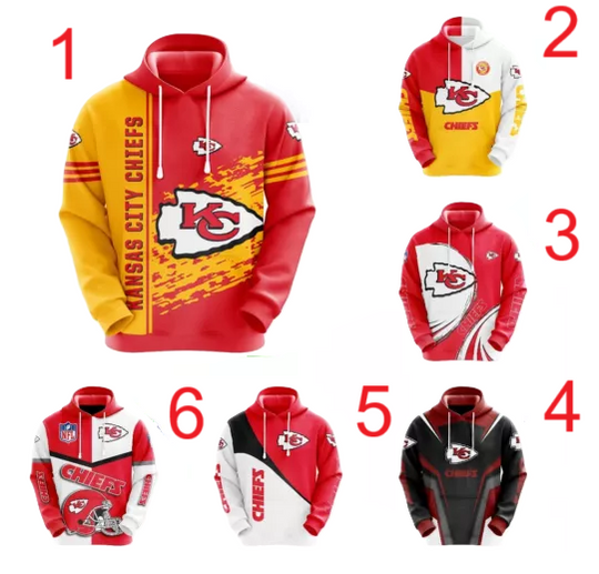 Kansas City Chiefs Men's Hoodies Casual Pullover Sweatshirts Jacket Hooded Xmas