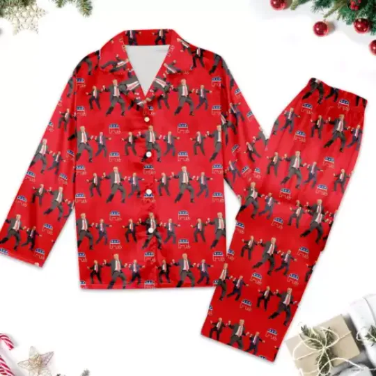 Trump Dancing Unisex Pajamas Set Trump Family Sleepwear, Trump Cozy Holiday Wear