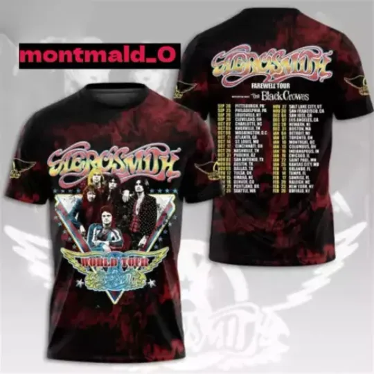 Discover Aerosmith Tour 2024 2025 T-shirt  Aerosmith Shirt 3d -